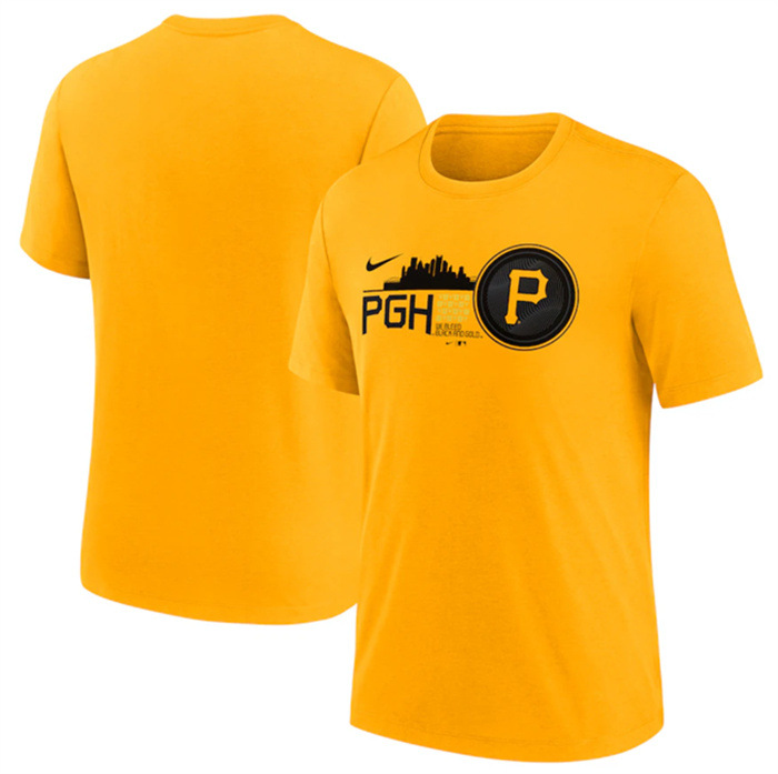 Men's Pittsburgh Pirates Gold 2023 City Connect Tri-Blend T-Shirt Men's Pittsburgh Pirates Gold 2023 City Connect Tri-Blend T-Shirt