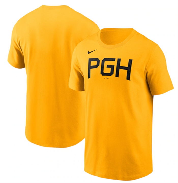 Men's Pittsburgh Pirates Gold 2023 City Connect Wordmark T-Shirt Men's Pittsburgh Pirates Gold 2023 City Connect Wordmark T-Shirt
