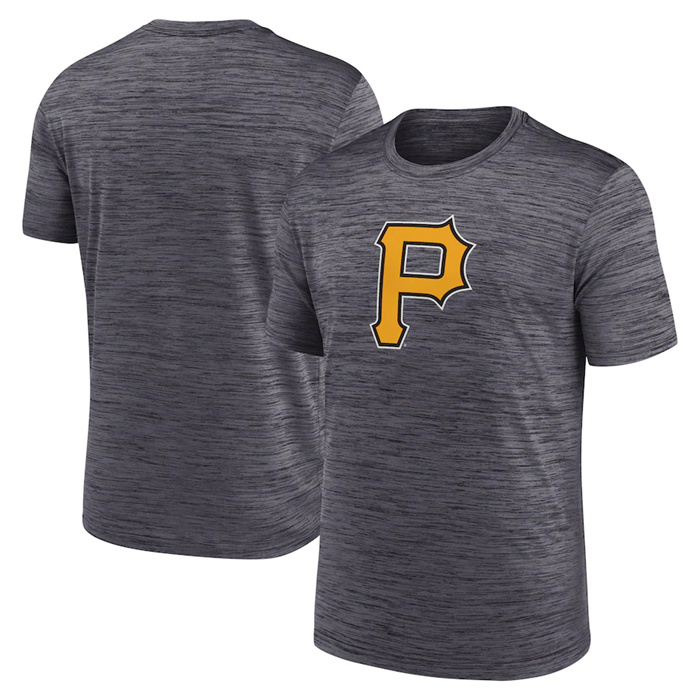Men's Pittsburgh Pirates Grey Team Logo Velocity Performance T-Shirt Men's Pittsburgh Pirates Grey Team Logo Velocity Performance T-Shirt
