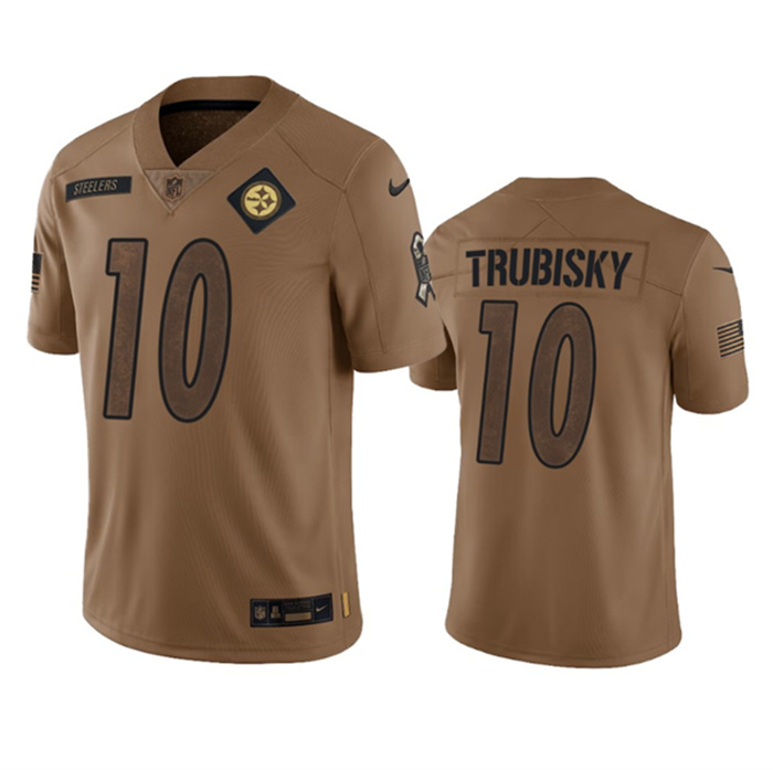Men's Pittsburgh Steelers #10 Mitch Trubisky 2023 Brown Salute To Service Limited Jersey Men's Pittsburgh Steelers #10 Mitch Trubisky 2023 Brown Salute To Service Limited Jersey