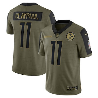 Men's Pittsburgh Steelers #11 Chase Claypool Nike Olive 2021 Salute To Service Limited Player Jersey Men's Pittsburgh Steelers #11 Chase Claypool Nike Olive 2021 Salute To Service Limited Player Jersey