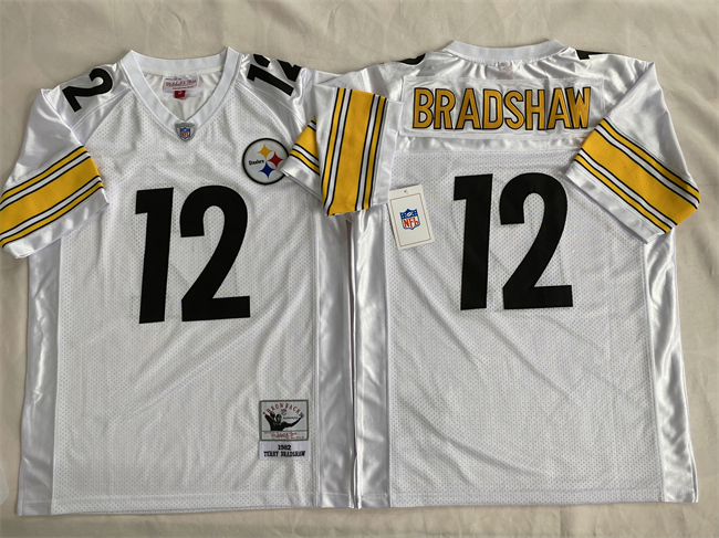 Men's Pittsburgh Steelers #12 Terry Bradshaw White Stitched Football Jersey Men's Pittsburgh Steelers #12 Terry Bradshaw White Stitched Football Jersey