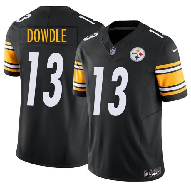Men's Pittsburgh Steelers #13 Rico Dowdle Black 2025 F.U.S.E. Vapor Limited Stitched Football Jersey Men's Pittsburgh Steelers #13 Rico Dowdle Black 2025 F.U.S.E. Vapor Limited Stitched Football Jersey