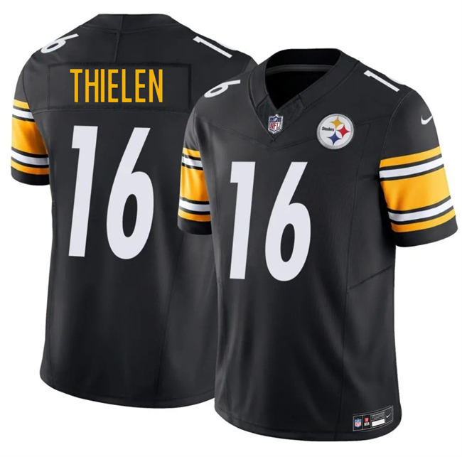 Men's Pittsburgh Steelers #16 Adam Thielen Black 2025 F.U.S.E. Vapor Limited Stitched Football Jersey