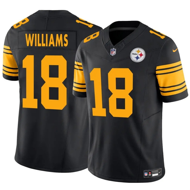 Men's Pittsburgh Steelers #18 Mike Williams Black 2024 F.U.S.E. Color Rush Limited Stitched Jersey Men's Pittsburgh Steelers #18 Mike Williams Black 2024 F.U.S.E. Color Rush Limited Stitched Jersey