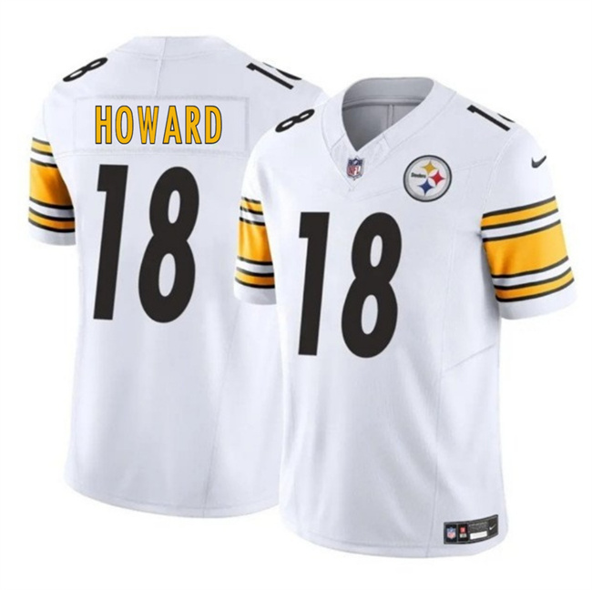 Men's Pittsburgh Steelers #18 Will Howard White 2025 Draft F.U.S.E. Vapor Limited Stitched Football Jersey Men's Pittsburgh Steelers #18 Will Howard White 2025 Draft F.U.S.E. Vapor Limited Stitched Football Jersey