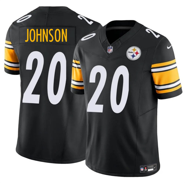 Men's Pittsburgh Steelers #20 Kaleb Johnson Black 2025 Draft F.U.S.E. Vapor Limited Stitched Football Jersey