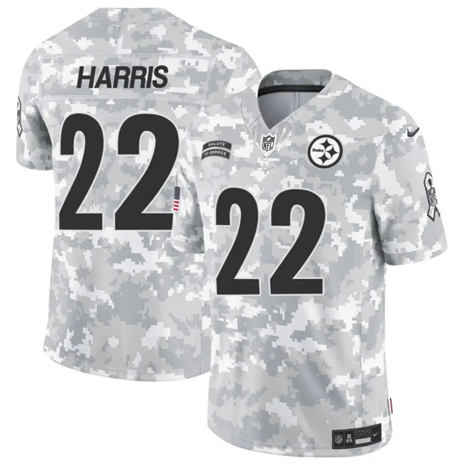 Men's Pittsburgh Steelers #22 Najee Harris 2024 F.U.S.E Arctic Camo Salute To Service Limited Stitched Football Jersey Men's Pittsburgh Steelers #22 Najee Harris 2024 F.U.S.E Arctic Camo Salute To Service Limited Stitched Football Jersey