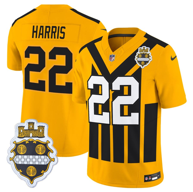 Men's Pittsburgh Steelers #22 Najee Harris Gold 1933 F.U.S.E. Throwback Alternate Football Stitched Football Jersey