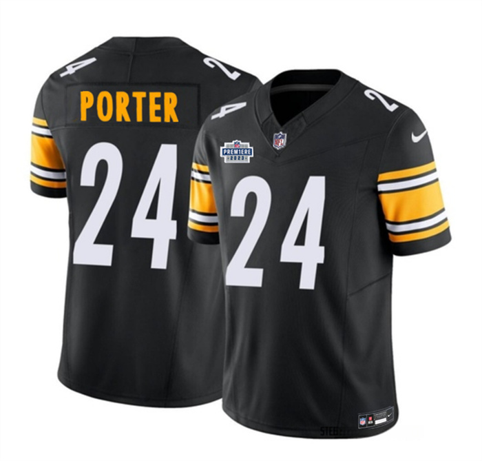 Men's Pittsburgh Steelers #24 Joey Porter Jr. Black 2023 F.U.S.E. Vapor Untouchable Limited Stitched Jersey Men's Pittsburgh Steelers #24 Joey Porter Jr. Black 2023 F.U.S.E. Vapor Untouchable Limited Stitched Jersey