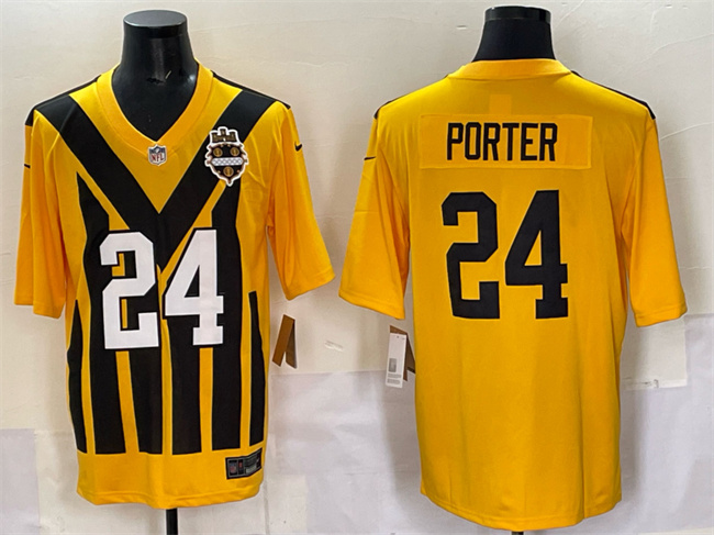 Men's Pittsburgh Steelers #24 Joey Porter Jr. Gold 1933 Throwback Alternate Stitched Football Jersey