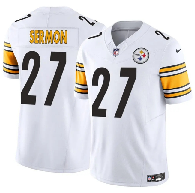 Men's Pittsburgh Steelers #27 Trey Sermon White 2025 F.U.S.E. Vapor Limited Stitched Football Jersey