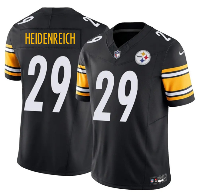 Men's Pittsburgh Steelers #29 Eli Heidenreich Black 2026 Draft F.U.S.E. Vapor Limited Stitched Football Jersey Men's Pittsburgh Steelers #29 Eli Heidenreich Black 2026 Draft F.U.S.E. Vapor Limited Stitched Football Jersey