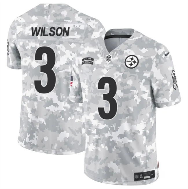Men's Pittsburgh Steelers #3 Russell Wilson 2024 F.U.S.E Arctic Camo Salute To Service Limited Stitched Football Jersey Men's Pittsburgh Steelers #3 Russell Wilson 2024 F.U.S.E Arctic Camo Salute To Service Limited Stitched Football Jersey