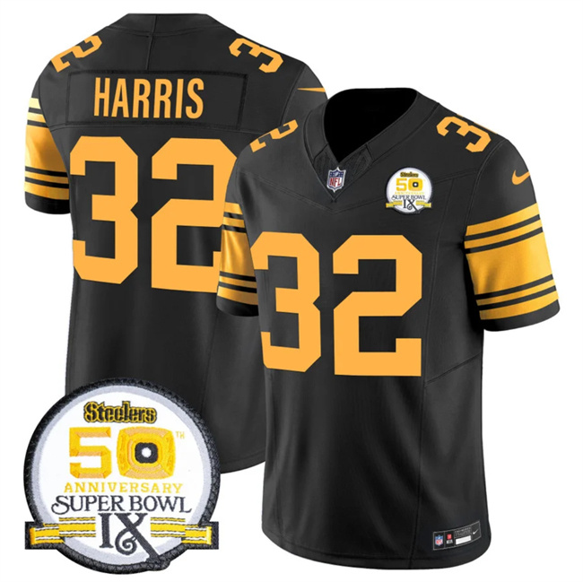 Men's Pittsburgh Steelers #32 Franco Harris Black 2024 F.U.S.E. 50th Anniversary Of Super Bowl IX Color Rush Limited Stitched Jersey Men's Pittsburgh Steelers #32 Franco Harris Black 2024 F.U.S.E. 50th Anniversary Of Super Bowl IX Color Rush Limited Stitched Jersey