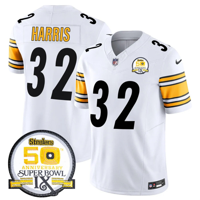 Men's Pittsburgh Steelers #32 Franco Harris White 2024 F.U.S.E. 50th Anniversary Of Super Bowl IX Alternate Vapor Untouchable Limited Stitched Jersey Men's Pittsburgh Steelers #32 Franco Harris White 2024 F.U.S.E. 50th Anniversary Of Super Bowl IX Alternate Vapor Untouchable Limited Stitched Jersey