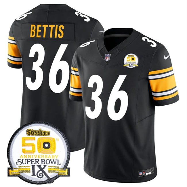 Men's Pittsburgh Steelers #36 Jerome Bettis Black 2024 F.U.S.E. 50th Anniversary Of Super Bowl IX Alternate Vapor Untouchable Limited Stitched Jersey Men's Pittsburgh Steelers #36 Jerome Bettis Black 2024 F.U.S.E. 50th Anniversary Of Super Bowl IX Alternate Vapor Untouchable Limited Stitched Jersey
