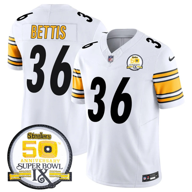 Men's Pittsburgh Steelers #36 Jerome Bettis White 2024 F.U.S.E. 50th Anniversary Of Super Bowl IX Alternate Vapor Untouchable Limited Stitched Jersey Men's Pittsburgh Steelers #36 Jerome Bettis White 2024 F.U.S.E. 50th Anniversary Of Super Bowl IX Alternate Vapor Untouchable Limited Stitched Jersey
