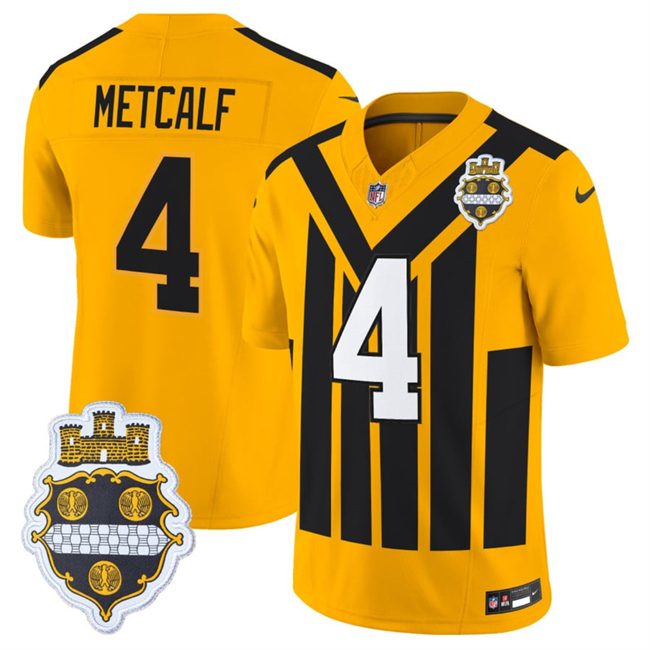 Men's Pittsburgh Steelers #4 DK Metcalf Gold 1933 F.U.S.E. Throwback Alternate Football Stitched Football Jersey Men's Pittsburgh Steelers #4 DK Metcalf Gold 1933 F.U.S.E. Throwback Alternate Football Stitched Football Jersey