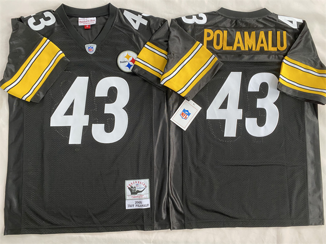 Men's Pittsburgh Steelers #43 Troy Polamalu Black Stitched Football Jersey Men's Pittsburgh Steelers #43 Troy Polamalu Black Stitched Football Jersey