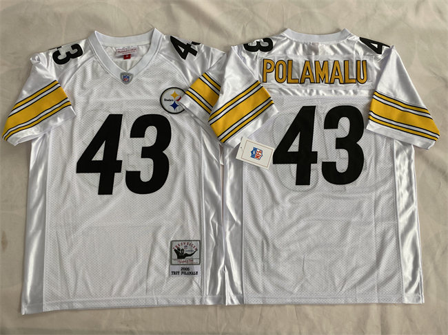 Men's Pittsburgh Steelers #43 Troy Polamalu White Stitched Football Jersey Men's Pittsburgh Steelers #43 Troy Polamalu White Stitched Football Jersey