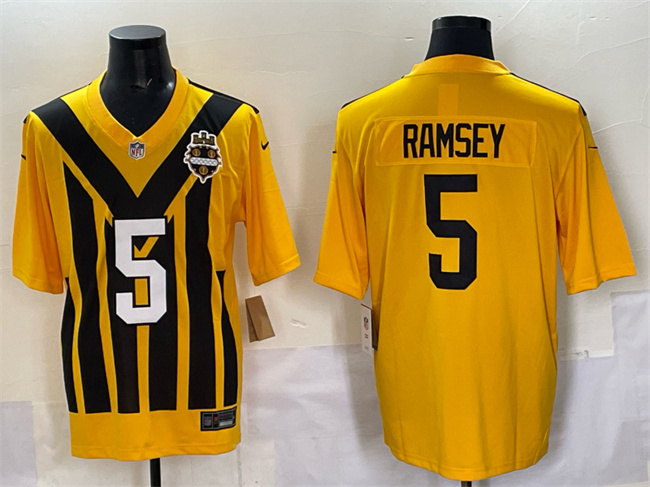Men's Pittsburgh Steelers #5 Jalen Ramsey Gold 1933 Throwback Alternate Stitched Football Jersey