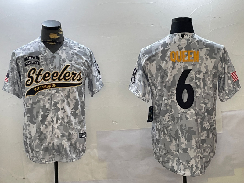 Men's Pittsburgh Steelers #6 2024 Arctic Camo Salute To Service Stitched Baseball Jersey Men's Pittsburgh Steelers #6 2024 Arctic Camo Salute To Service Stitched Baseball Jersey