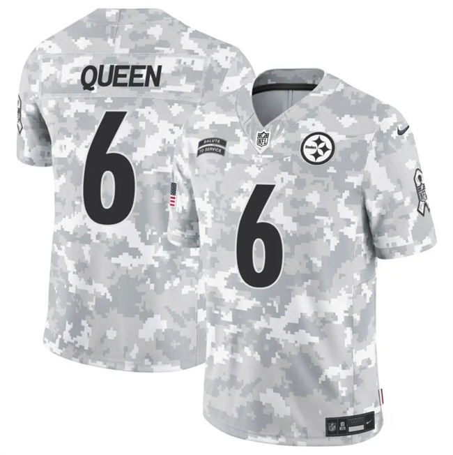 Men's Pittsburgh Steelers #6 Patrick Queen 2024 F.U.S.E Arctic Camo Salute To Service Limited Stitched Football Jersey Men's Pittsburgh Steelers #6 Patrick Queen 2024 F.U.S.E Arctic Camo Salute To Service Limited Stitched Football Jersey
