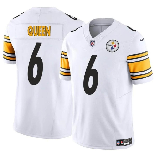 Men's Pittsburgh Steelers #6 Patrick Queen White 2024 F.U.S.E. Alternate Vapor Untouchable Limited Stitched Jersey Men's Pittsburgh Steelers #6 Patrick Queen White 2024 F.U.S.E. Alternate Vapor Untouchable Limited Stitched Jersey