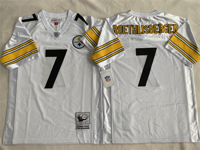 Men's Pittsburgh Steelers #7 Ben Roethlisberger White Stitched Football Jersey Men's Pittsburgh Steelers #7 Ben Roethlisberger White Stitched Football Jersey