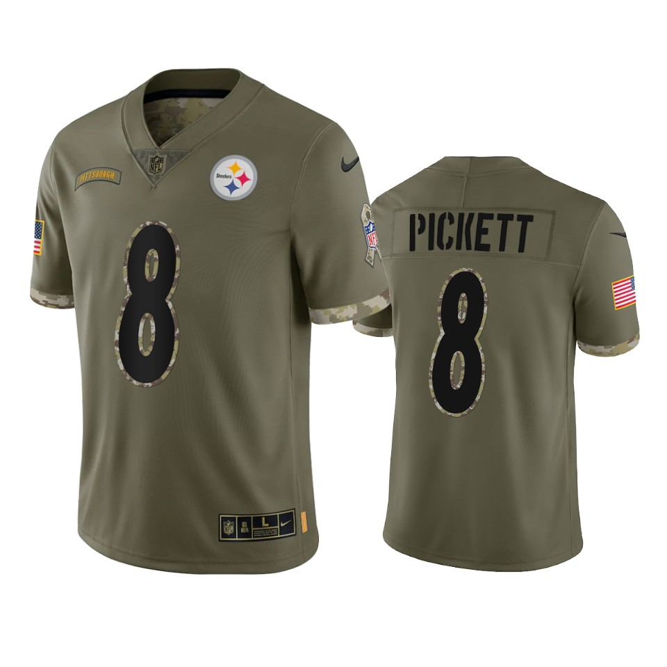 Men's Pittsburgh Steelers #8 Kenny Pickett Green Salute to service Jersey