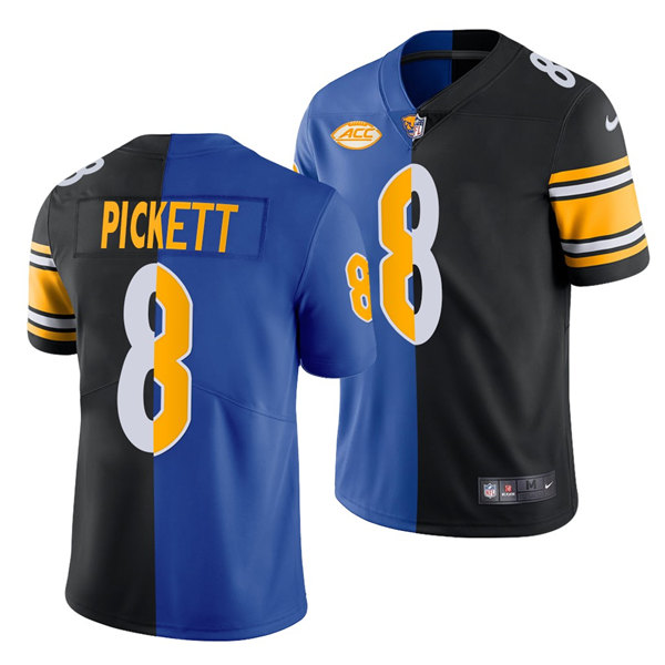 Men's Pittsburgh Steelers #8 Kenny Pickett Royal Black Split Limited Stitched Jersey Men's Pittsburgh Steelers #8 Kenny Pickett Royal Black Split Limited Stitched Jersey