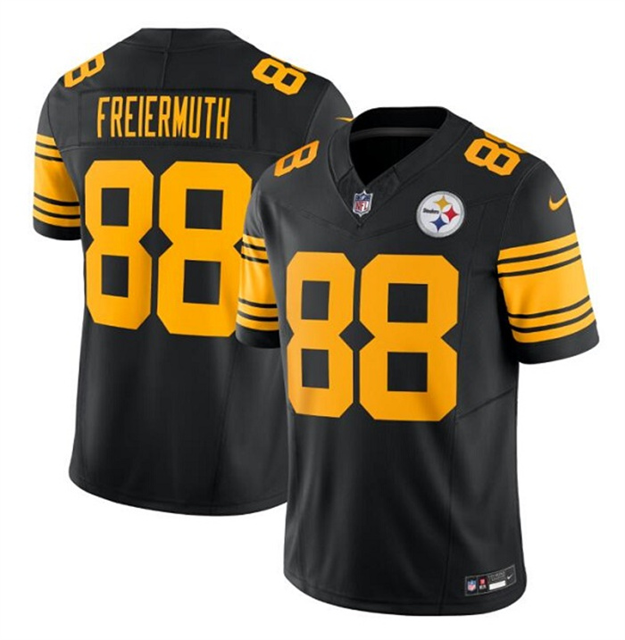 Men's Pittsburgh Steelers #88 Pat Freiermuth Black 2023 F.U.S.E. Vapor Color Rush Limited Stitched Jersey Men's Pittsburgh Steelers #88 Pat Freiermuth Black 2023 F.U.S.E. Vapor Color Rush Limited Stitched Jersey