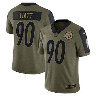 Men's Pittsburgh Steelers #90 T.J. Watt Nike Olive 2021 Salute To Service Limited Player Jersey Men's Pittsburgh Steelers #90 T.J. Watt Nike Olive 2021 Salute To Service Limited Player Jersey