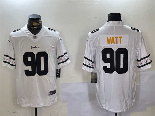 Men's Pittsburgh Steelers #90 T.J. Watt White 2019 Team Logo Cool Edition Stitched Jersey Men's Pittsburgh Steelers #90 T.J. Watt White 2019 Team Logo Cool Edition Stitched Jersey