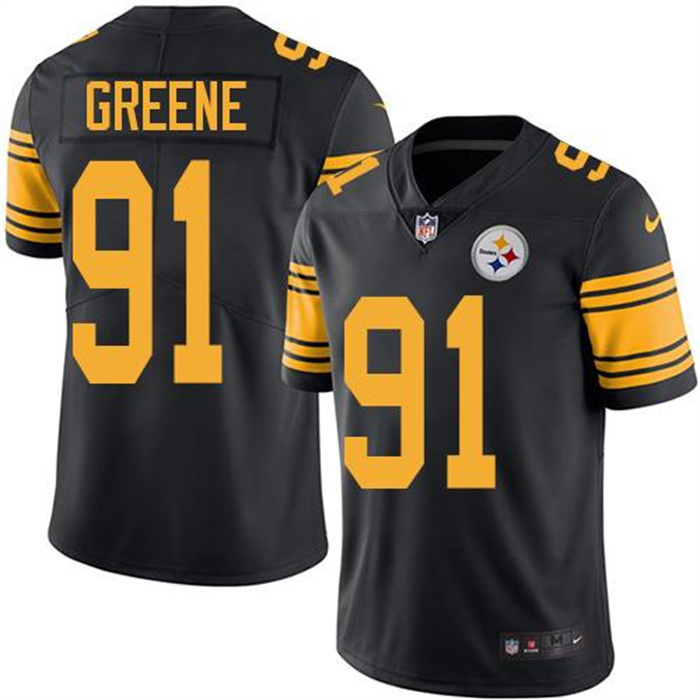 Men's Pittsburgh Steelers #91 Kevin Greene Black Color Rush Limited Stitched Jersey Men's Pittsburgh Steelers #91 Kevin Greene Black Color Rush Limited Stitched Jersey