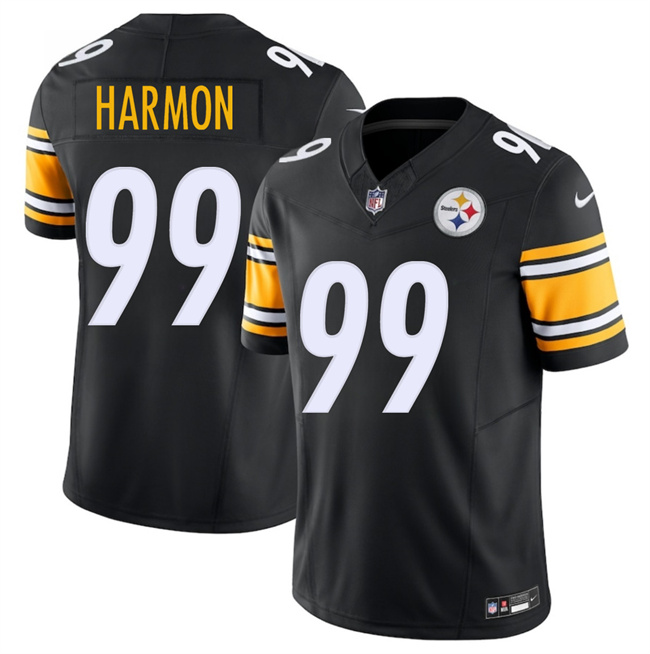 Men's Pittsburgh Steelers #99 Derrick Harmon Black 2025 Draft F.U.S.E. Vapor Limited Stitched Football Jersey