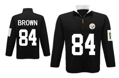 Men's Pittsburgh Steelers 84 Brown Antigua Charcoal Fortune Sweater Knit Microfleece Quarter-Zip Pullover Black Jacket Men's Pittsburgh Steelers 84 Brown Antigua Charcoal Fortune Sweater Knit Microfleece Quarter-Zip Pullover Black Jacket