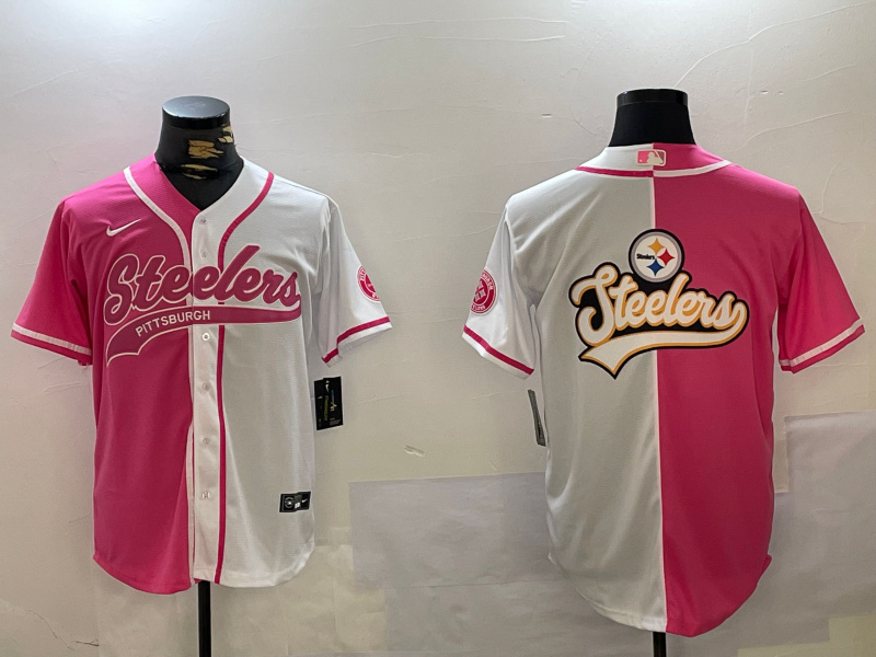 Men's Pittsburgh Steelers Big Logo 2024 Arctic Red White Salute To Service Stitched Baseball Jersey Men's Pittsburgh Steelers Big Logo 2024 Arctic Red White Salute To Service Stitched Baseball Jersey