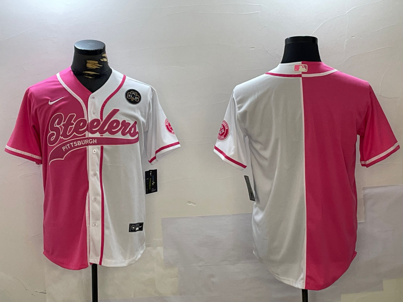 Men's Pittsburgh Steelers Blank 2024 Arctic Red White Salute To Service Stitched Baseball Jersey 3 Men's Pittsburgh Steelers Blank 2024 Arctic Red White Salute To Service Stitched Baseball Jersey 3