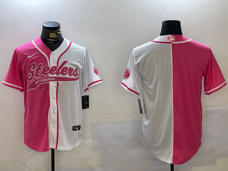 Men's Pittsburgh Steelers Blank 2024 Arctic Red White Salute To Service Stitched Baseball Jersey Men's Pittsburgh Steelers Blank 2024 Arctic Red White Salute To Service Stitched Baseball Jersey