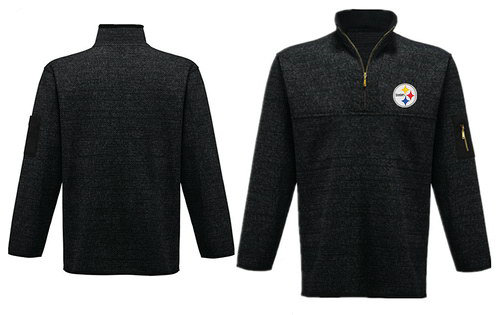 Men's Pittsburgh Steelers Blank Antigua Charcoal Fortune Sweater Knit Microfleece Quarter-Zip Pullover Dark Gray Jacket Men's Pittsburgh Steelers Blank Antigua Charcoal Fortune Sweater Knit Microfleece Quarter-Zip Pullover Dark Gray Jacket