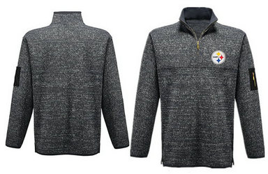 Men's Pittsburgh Steelers Blank Antigua Charcoal Fortune Sweater Knit Microfleece Quarter-Zip Pullover Gray Jacket Men's Pittsburgh Steelers Blank Antigua Charcoal Fortune Sweater Knit Microfleece Quarter-Zip Pullover Gray Jacket