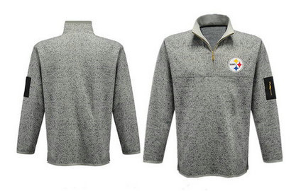 Men's Pittsburgh Steelers Blank Antigua Charcoal Fortune Sweater Knit Microfleece Quarter-Zip Pullover Light Gray Jacket Men's Pittsburgh Steelers Blank Antigua Charcoal Fortune Sweater Knit Microfleece Quarter-Zip Pullover Light Gray Jacket