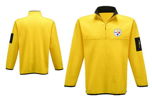 Men's Pittsburgh Steelers Blank Antigua Charcoal Fortune Sweater Knit Microfleece Quarter-Zip Pullover Yellow Jacket Men's Pittsburgh Steelers Blank Antigua Charcoal Fortune Sweater Knit Microfleece Quarter-Zip Pullover Yellow Jacket