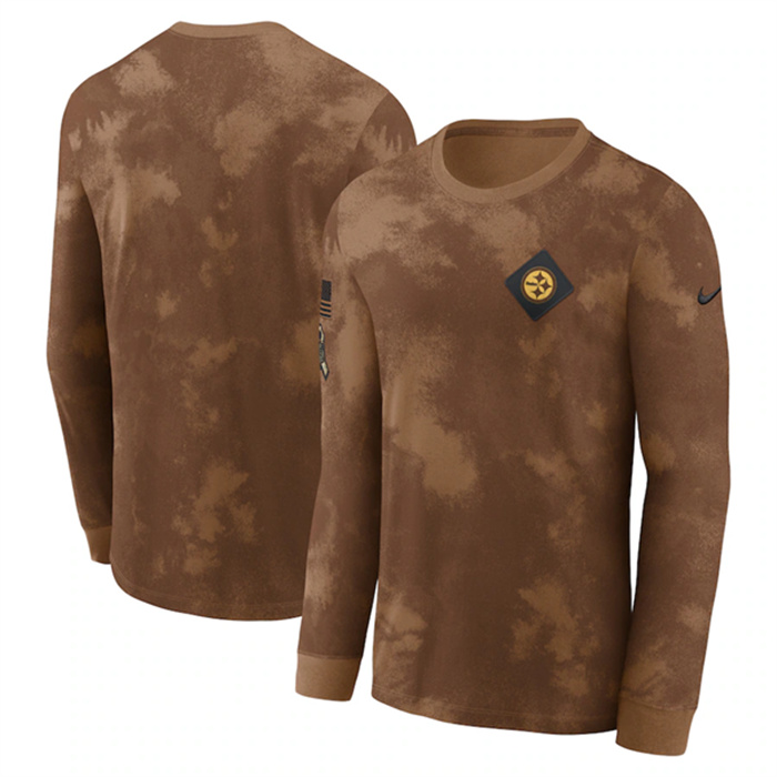 Men's Pittsburgh Steelers Brown 2023 Salute To Service Long Sleeve T-Shirt Men's Pittsburgh Steelers Brown 2023 Salute To Service Long Sleeve T-Shirt