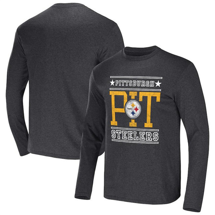 Men's Pittsburgh Steelers Heathered Charcoal X Darius Rucker Collection Long Sleeve T-Shirt Men's Pittsburgh Steelers Heathered Charcoal X Darius Rucker Collection Long Sleeve T-Shirt