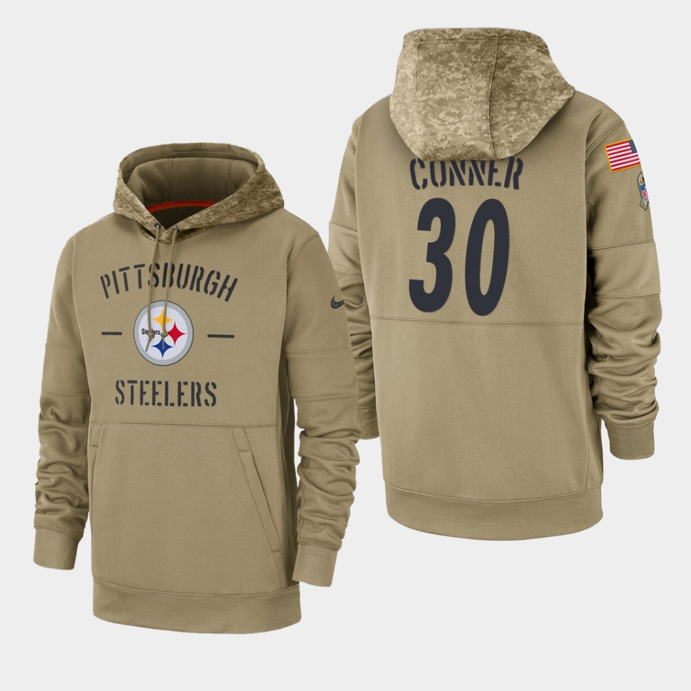 Men's Pittsburgh Steelers James Conner 2019 Salute to Service Sideline Therma Hoodie - Tan Men's Pittsburgh Steelers James Conner 2019 Salute to Service Sideline Therma Hoodie - Tan