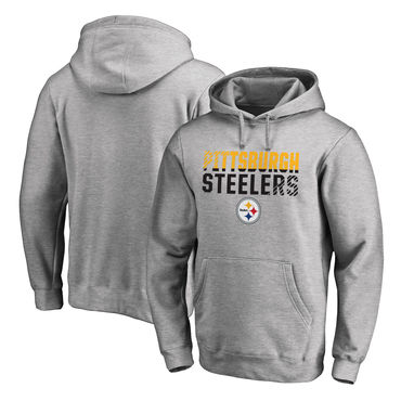 Men's Pittsburgh Steelers NFL Pro Line By Fanatics Branded Ash Iconic Collection Fade Out Pullover Hoodie