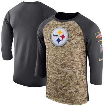 Men's Pittsburgh Steelers Nike Camo Anthracite Salute To Service Sideline Legend Performance Three-Quarter Sleeve T Shirt Men's Pittsburgh Steelers Nike Camo Anthracite Salute To Service Sideline Legend Performance Three-Quarter Sleeve T Shirt